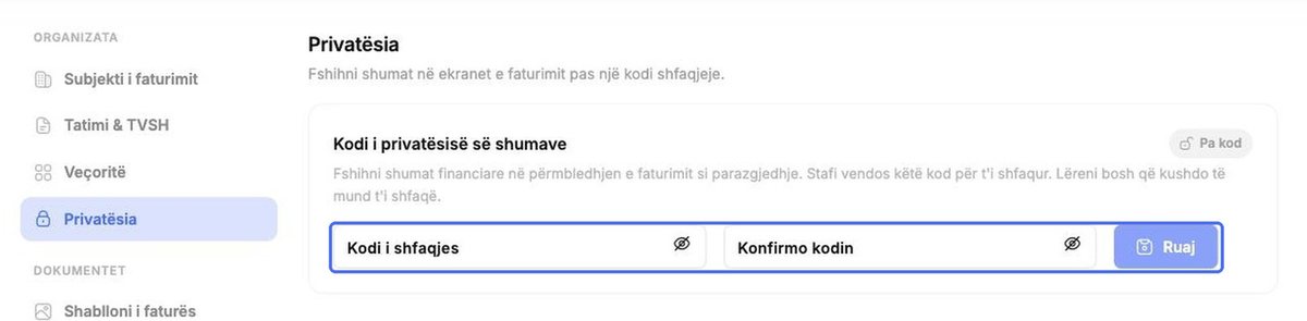 Kodi i privatësisë së shumave