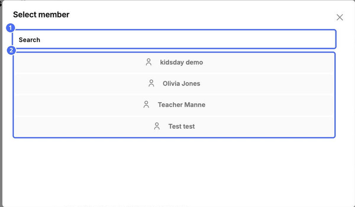 Send a Message: (1) search, (2) choose a staff member