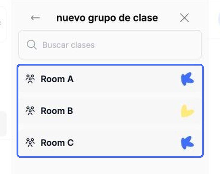 Elija la sala para un grupo de clase