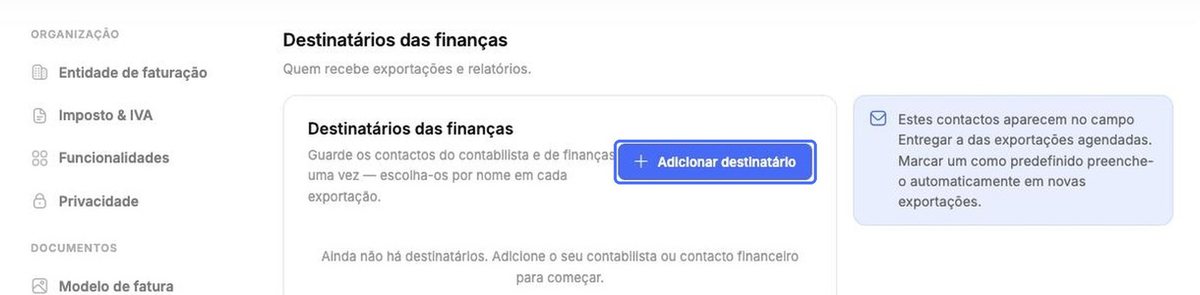 Destinatários das finanças