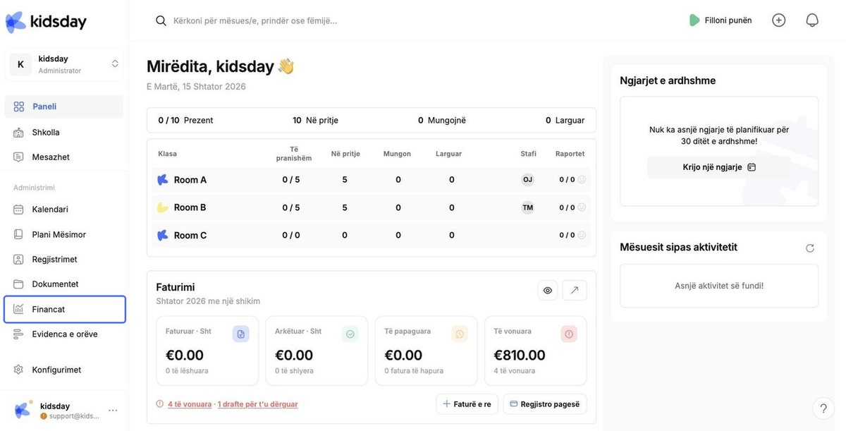 Financat në menynë majtas