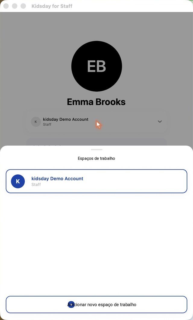 Os seus centros e Adicionar novo espaço de trabalho