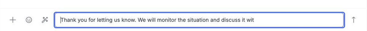 The rewritten message appears in the message bar before you send it