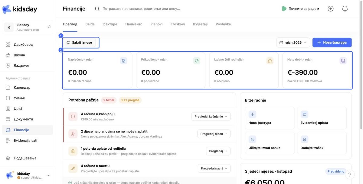 Pregled modula Financije