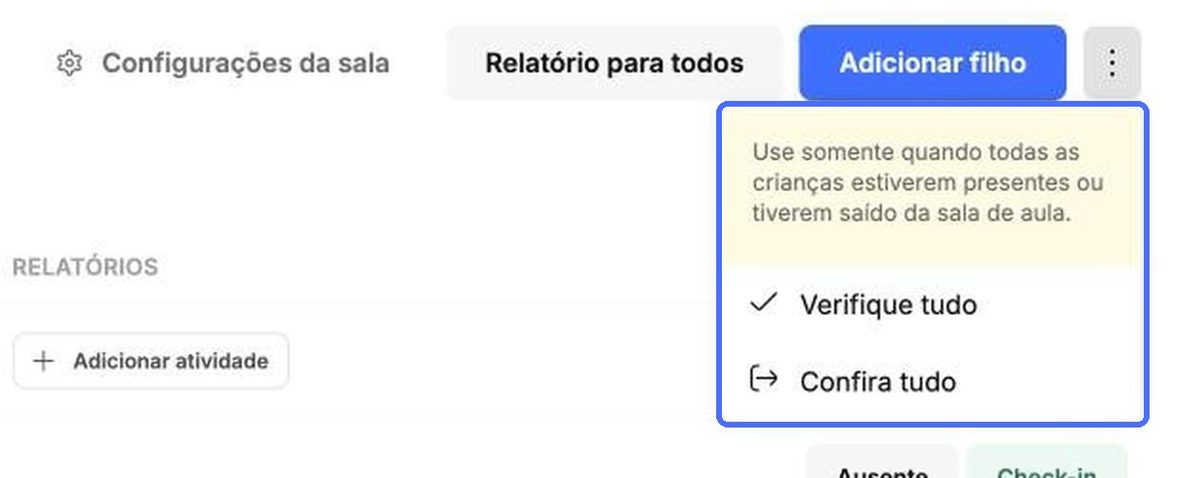 Registre a entrada ou a saída da sala inteira com um clique