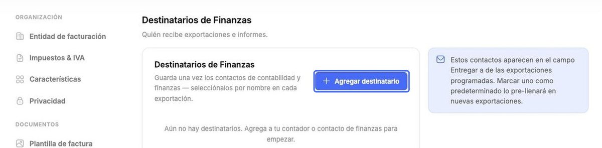 Destinatarios de Finanzas