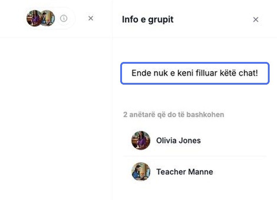 Derisa të dërgohet mesazhi i parë, Informacioni i grupit tregon anëtarët që do të bashkohen