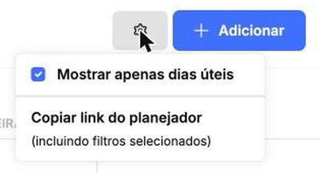 As configurações do calendário