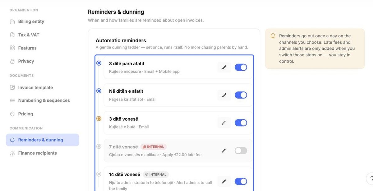 Automatic reminders