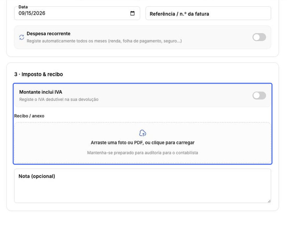 Pagamento e recorrência, IVA e recibo