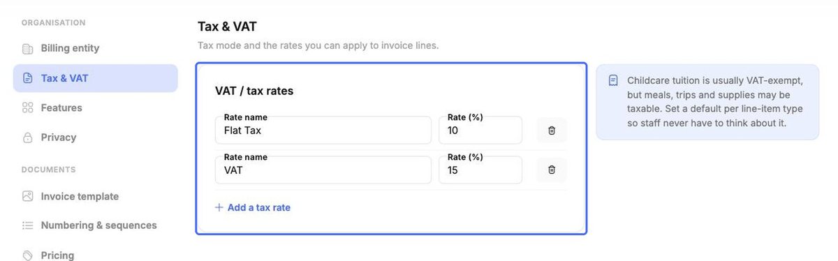 Tax & VAT rates