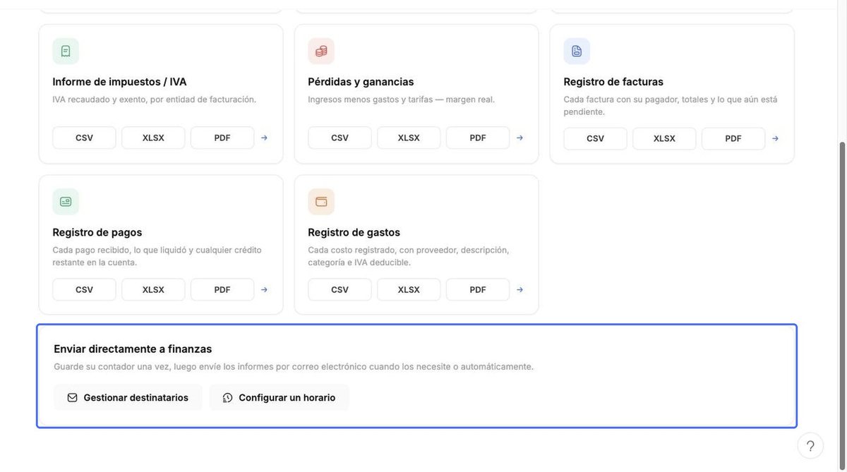 Registros y Enviar directamente a finanzas