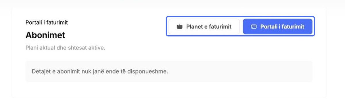 Planet e faturimit dhe Portali i faturimit