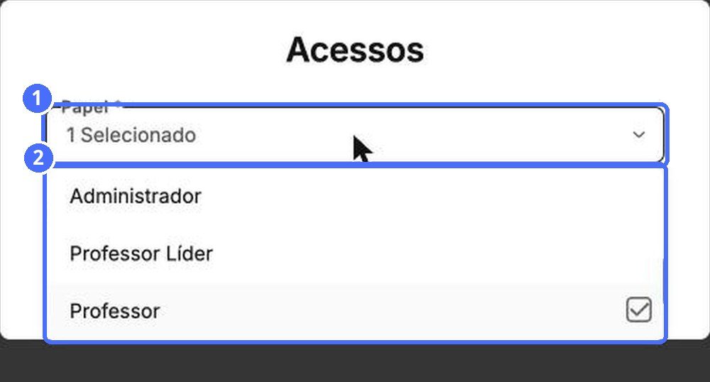 (1) O campo Função, (2) as funções disponíveis