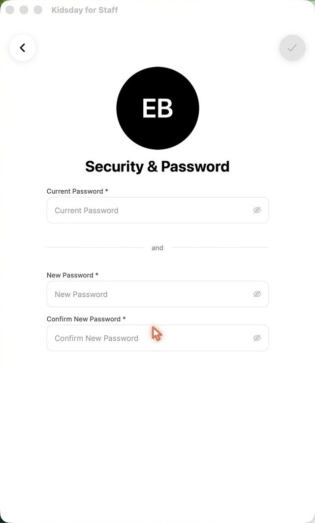 Profil › Sécurité et mot de passe : mot de passe actuel, nouveau mot de passe et confirmation