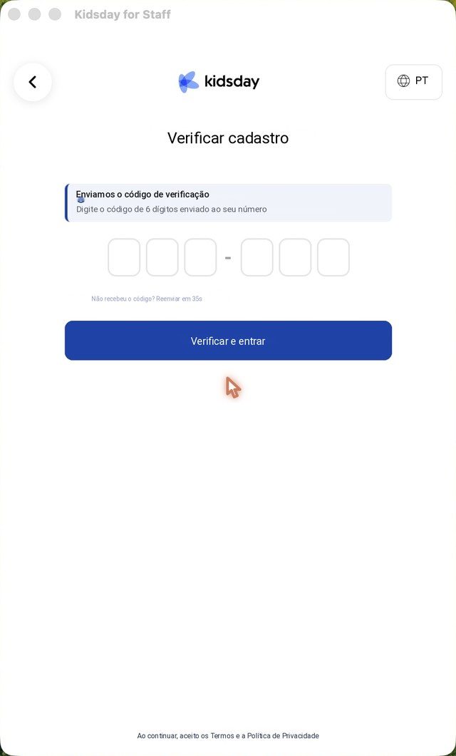 O código de 6 dígitos é válido por 5 minutos