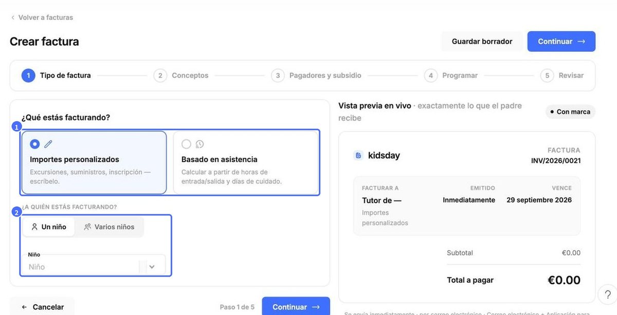 (1) Qué está facturando, (2) a quién está facturando