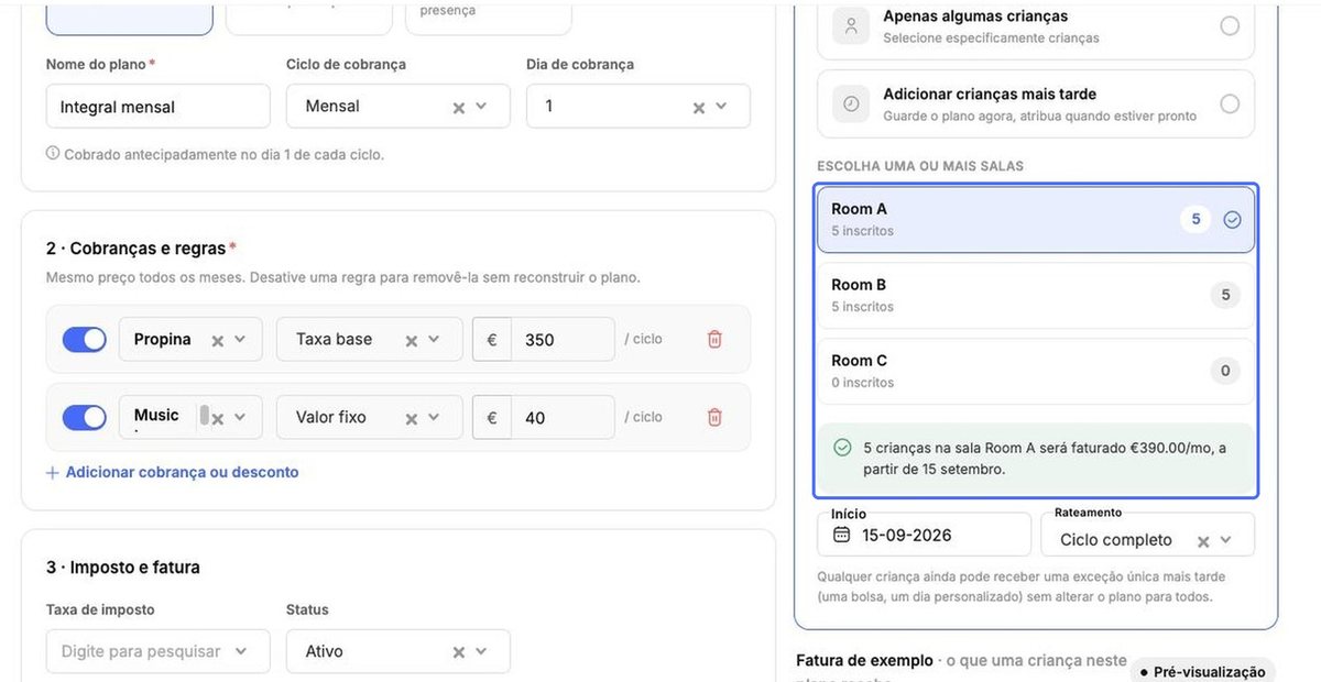 Atribuição da Room A, envio automático desativado