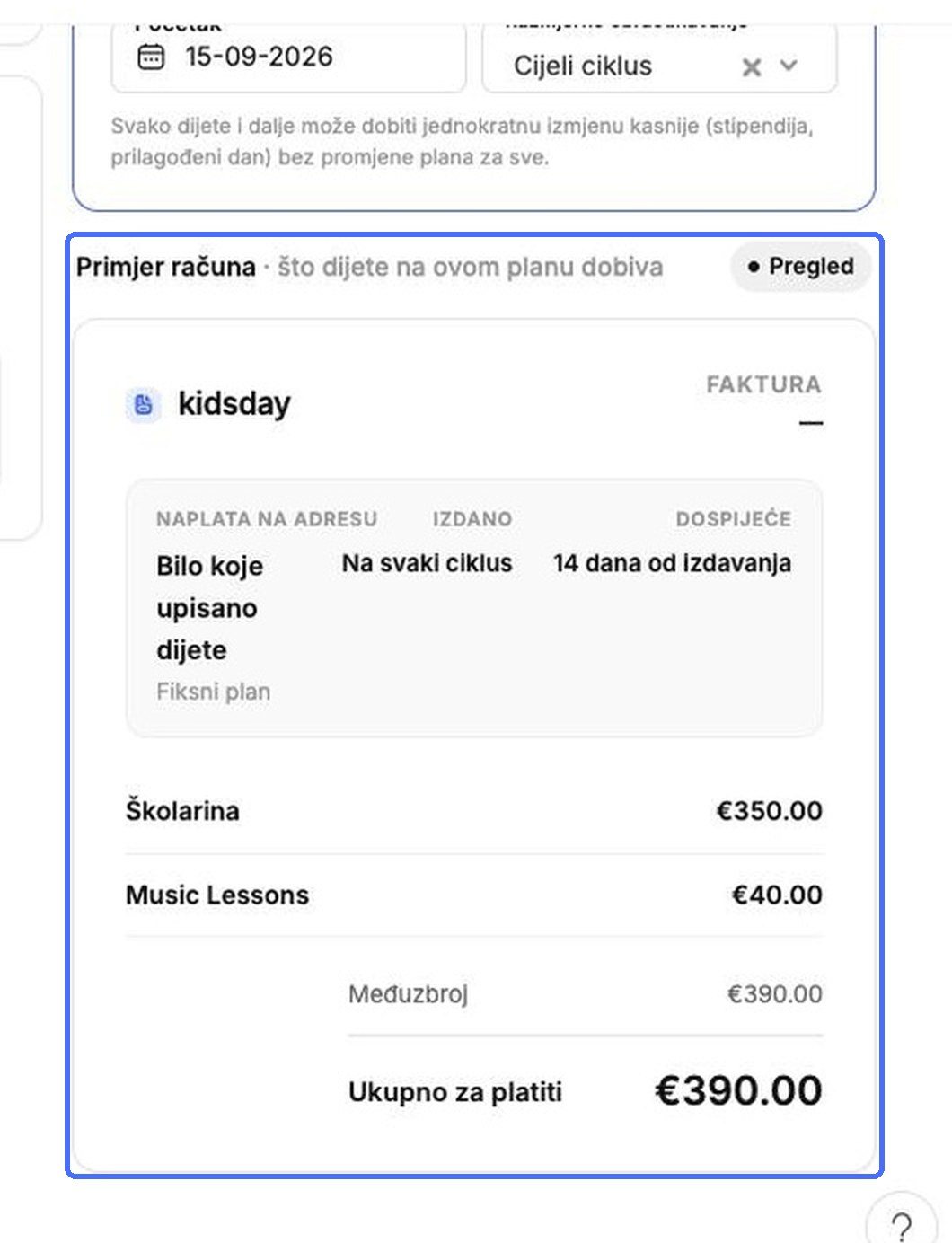 Pregled primjera računa