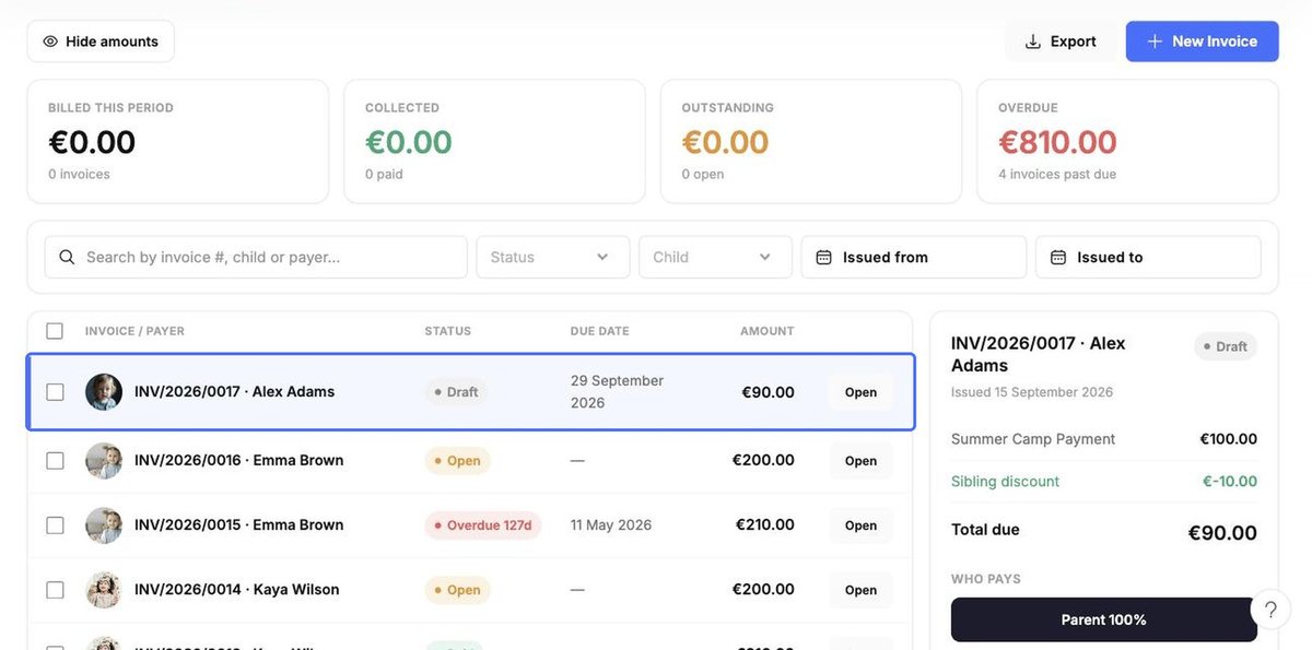 The new draft invoice