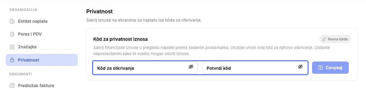 Kôd za privatnost iznosa