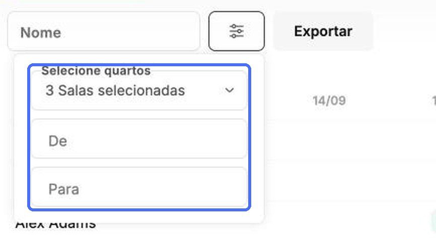 Escolha as salas e as datas