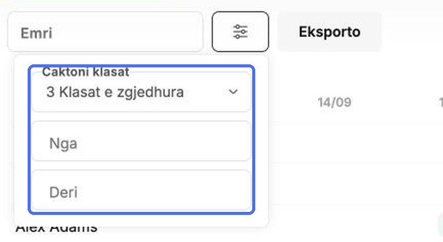 Zgjidhni klasat dhe datat