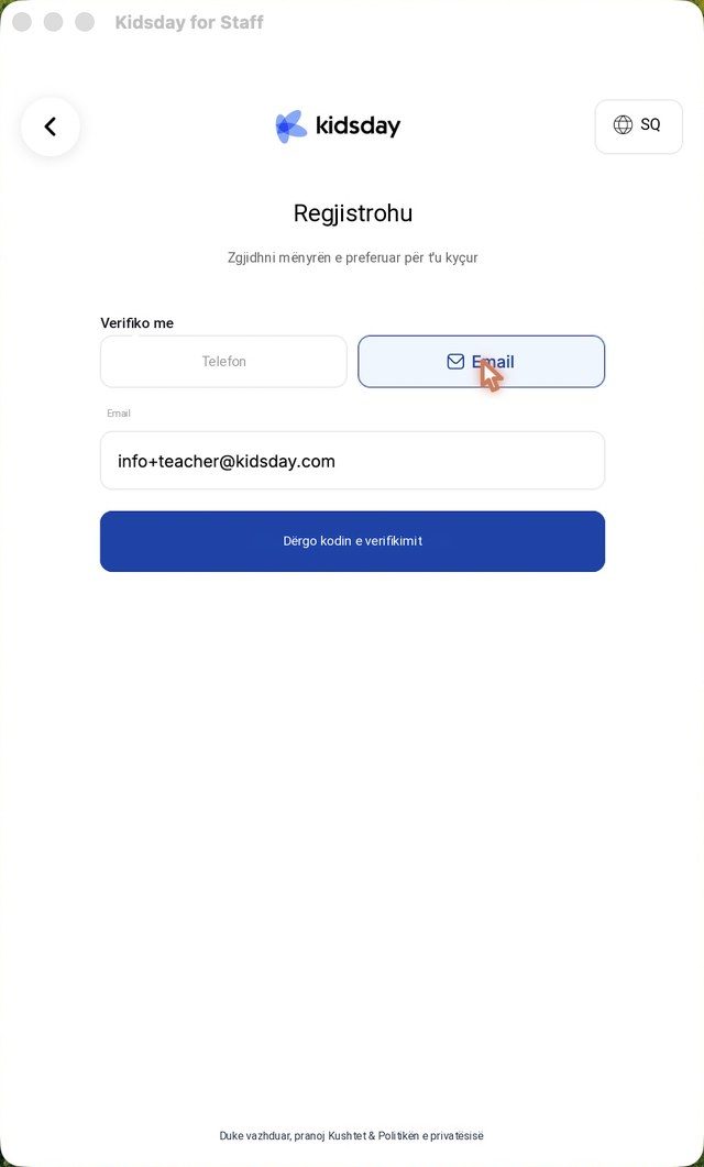 Zgjidhni nëse kodi vjen me telefon apo me email