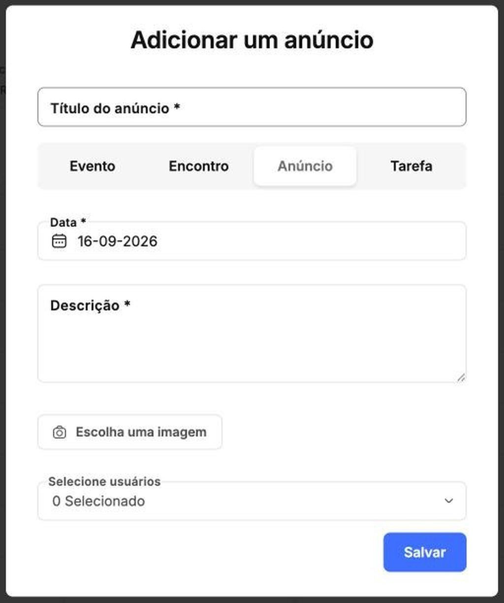 Adicionar um comunicado