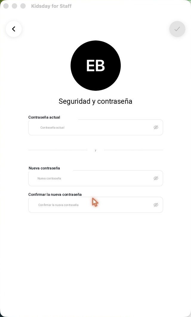 Perfil › Seguridad y contraseña: contraseña actual, nueva contraseña y confirmación